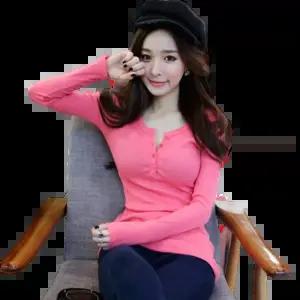 여성 긴팔 티셔츠 2장 슬림핏 기본 면 폴리 티 LOSKINNY 0262