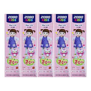 애경 2080 키즈 플러스 스텝2 딸기향 치약 콩순이 80g 5개 양치 어린이