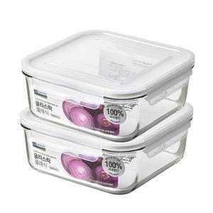 글라스락 클래식 화이트에디션 정사각, 2600ml, 2조, 1개