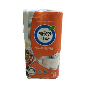깨끗한나라 데일리 키친타올 150매 8롤 1팩 (8롤)