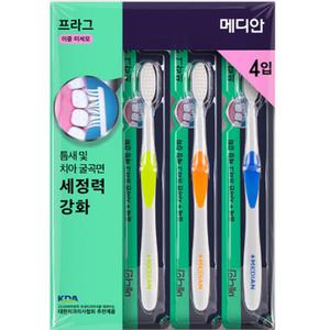 메디안 프라그 이중 미세모 칫솔 4입 x1개  / 대한치과의사협회추천 / 마지막 재고 상품 틈새 및 치아 굴곡