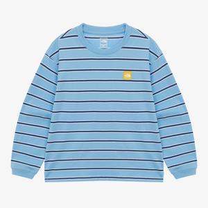 노스페이스키즈 아동 긴팔티 어린이티셔츠 25SS 키즈 글랜 스트라이프 긴팔 라운드 티 NT7TR04T SKB