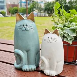 (2P)(블루화이트) 마카롱 야옹이 SET/인테리어/장식품/인형/소품/장식/동물/장식용/거실/집들이/예쁜/실내