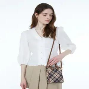 닥스 액세서리 여성 24FW [스테디셀러]브라운 체크 가죽 미니크로스백 WCWA4F935W2