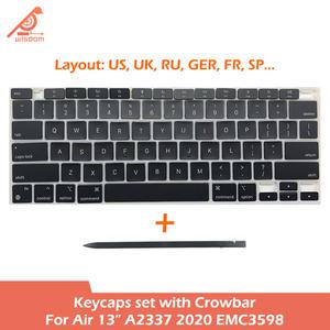 노트북 A2337 키캡 키 Macbook Air 13 M1 A2337 EMC3598 키보드 수리 영국 RU FR GER SP PO SW JP