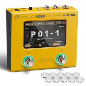 HOTONE 멀티 이펙트 프로세서 페달 기타 베이스 앰프 모델링 IR 캐비닛 시뮬레이션 랭귀지스테레오 OTG USB 오디오 인터페이스 앰페로 미니 MP-50(10개의 PCS 추가 풋스위치 토퍼 포함)