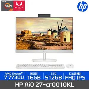 HP 일체형PC 27-cr0010KL 라이젠7 데스크탑 직장인 사무용 가정용 컴퓨터 16GB 512GB