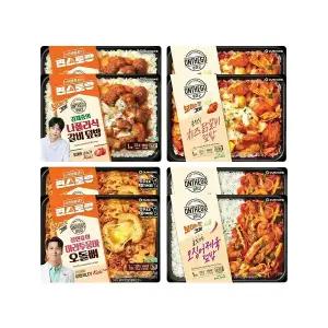 온더고 편스토랑 세트4(치즈닭갈비덮밥2,갈비덮밥2,마라툼바오돌뼈2,오징어제육2)