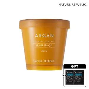 [네이처리퍼블릭] 아르간 에센셜 딥케어 영양 헤어팩 470ml (대용량)+블랙빈 샴푸 20ml