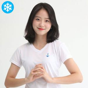 기능성 쿨론 브이넥 반팔 닻 자수 쿨 티셔츠