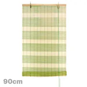 90cm 그린 스트라이프 대나무 자동발 ( 인테리어 문발 우드발 나무발 창문발 블라인드 롤스크린 가림막 )