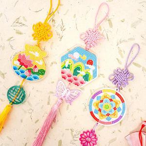 [오피스스쿨] 민화샵 KC인증 전통 보석십자수 노리개 만들기 DIY 한복장신구 미니전통노리개 비즈십자수