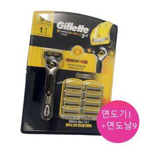 질레트 면도기 프로쉴드 옐로우 세트 (면도기1+면도날9)