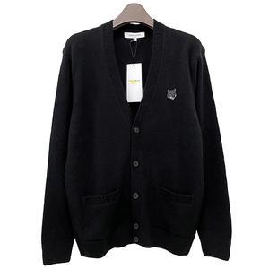 [더팩토리](당일) 24FW 메종키츠네 볼드 폭스 헤드 패치 울 가디건 / 블랙 (NM00506KT1006 P199)