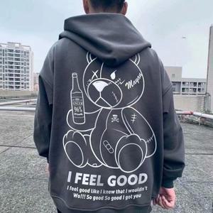 봄과 가을 플러스 사이즈 후드 남성 초대형 집업 겉옷 느슨한 뚱뚱한 트렌디 한 라드 버킷 탑