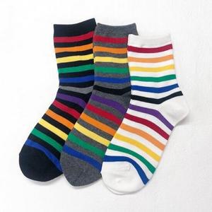 국산 12여자 레인보우 중목양말 3켤레세트 면양말선물 양말세트