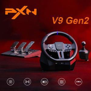새로운 PXN V9 Gen2 업그레이드 게임 스티어링 휠 페달 시프터 클램프 세트 270/900 회전 16Bit 6+R 홀 마