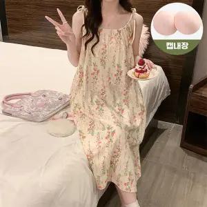 12 캡내장 꽃비끈 원피스 홈웨어