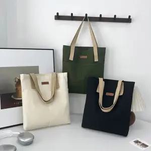 스퀘어 에코백 3color 학생 학원가방 데일리 무지캔버스 포켓크로스백