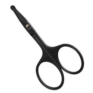 LIVINGO 3 75인치 코털 가위, 작은 디테일의 얼굴 털, 귀털, 눈썹 블랙 을 다듬을 수 있는 둥근 팁의 곡선형 안전 칼날