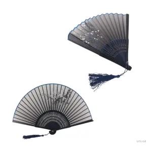 WSstore 매화꽃 접이식 부채(블루) 접는부채