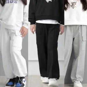 [모데쯔]주니어 10대 가을 워싱면 투웨이 카고 바지 등교 10대 초등여아 와이드