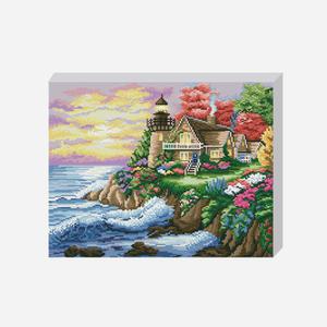 DIY 보석십자수 세트 바다와별장 40x50cm 풍경 캔퍼스 액자형 비즈