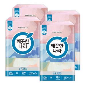 깨끗한나라 미용티슈 순수 소프티 280매 3입 4팩