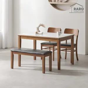 [/착불배송] 라니아 1200 포세린 통 세라믹 4인 식탁 세트 (식탁+의자2+벤치1)