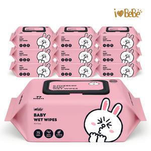아이러브베베 레이온100% 75g 라인프렌즈 코니 77매 10팩 캡형 아기물티슈