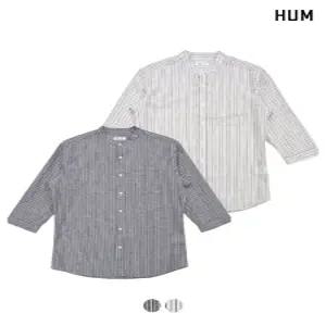 [HUM][HUM]남) 헨리넥 핀 스트라이프 7부셔츠(FHNMCSS125M)