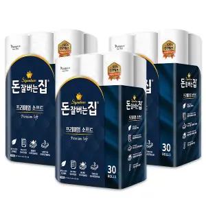 삼정펄프 돈잘버는집 프리미엄 25M 화장지 30롤 3팩