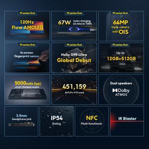 호환 67W G99 디스플레이 버전 120Hz 트리플 배터리 POCO 카메라 Helio 충전 64MP AMOLED 스마트폰 M6 5000mAh Pro 글로벌