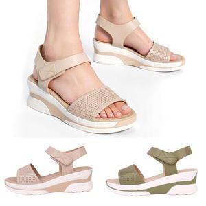 KB-DB3207 / 펀칭원단 6CM 트랜드 통굽 웨지힐스트랩샌들 여성샌들