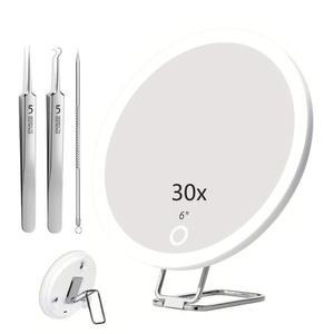 고배율 충전식 거울 기본 가위가 Light 포켓 LED 3단계 탁상 선물