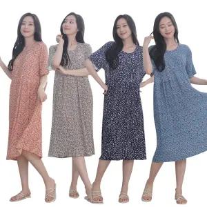 여성 꽃주름 원피스 ops 몸빼 쿨 냉감 아이스 여름 밴딩팬츠 작업복 꽃 밭일 할머니 엄마 반팔 촌캉스