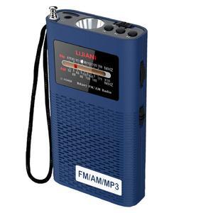 [미국배송] 휴대용 백라이트 AM/FM 라디오 MP3 플레이어 포켓 트랜지스터(2200MAH 배터리 작동 긴 안테나 최적 수신 전원 교체 가능 베이스 TF 카드 플레이어 야간에 쉽게 튜닝 가능)