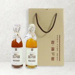 저온압착 당일착유 프리미엄 들기름 350ml+참기름350ml 선물세트