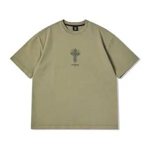 라이프워크. 십자가 프린트 다잉 반팔 티셔츠 카키 LW252TS417-KHAKI
