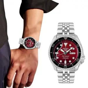 Seiko 세이코 [세금포함] [정품] 브랜드 New 5 SRPE83K1 RED 리미티드 8000 Brian May Queen 자동 시계 4R3
