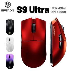 EWEADN S9 울트라 무선 게임용 마우스 트리플 모드 더블 8K 폴링 PAW3950 42000DPI FPS Moba CSGO PC/Win/M