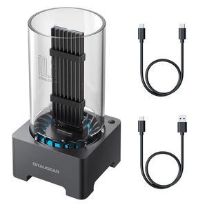 GRAUGEAR M.2 NVMe SATA PCIe SSD 인클로저 어댑터 도킹 스테이션, 냉각 팬 포함 USB3.2 Gen2 10Gbps 외장 케이스 USB C, UASP 및 트림 지원, M2 NGFF M 키 B+M 키, RTL9210B 칩셋