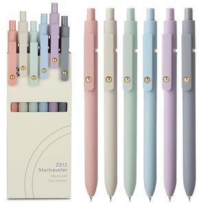 FIOVER 젤 펜, 6개 0.7mm 파인 포인트 블랙 잉크, 저널링용 매끄러운 필기 펜, 간호사 에스테틱 귀여운 사무실 학용품, 여성 및 남성을 위한 선물 (6개 모란디-블랙 잉크)