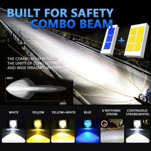 LED 오토바이 헤드 라이트 120W 18000LM 삼색 스포트라이트 6000/3000/10000K 트럭 SUV UTV 범용 안개등 1
