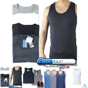 (블랙 | 095) 쿨맥스 스판 스포츠이너웨어 나시셔츠4종택1/남성런닝/남자난닝구/남성속옷/남자런닝