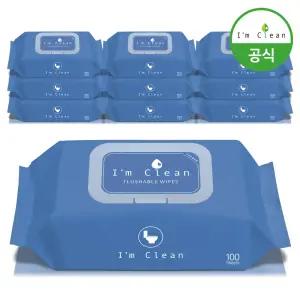 [내일도착] 아임클린 저자극 비데물티슈 캡형 100매 10입