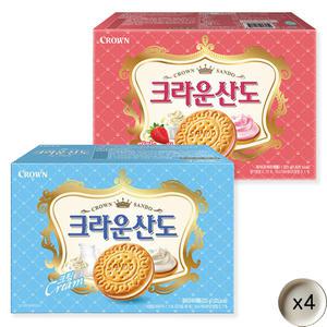 크라운제과 크라운산도 크림 딸기 323g 4개