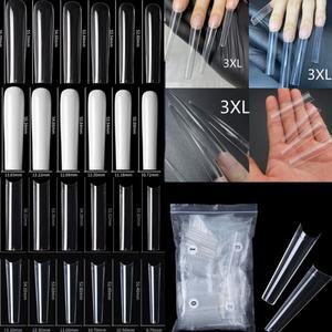 엑스박스 패드 부품 120pcs 3XL 스퀘어 스트레이트 엑스트라 롱 풀 커버 틀린 손톱 인공 아크릴 팁 네일 매
