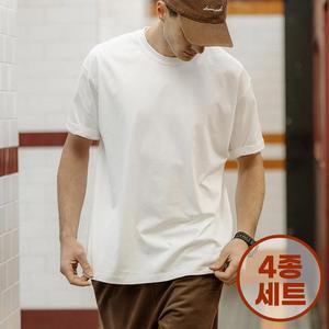 [4종세트] 목늘어짐없는 코마사 30수 이너 무지 반팔 면티셔츠 4장