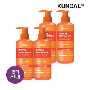 [쿤달] 허니 앤 마카다미아 퓨어 바디워시 500ml x4개(선택)